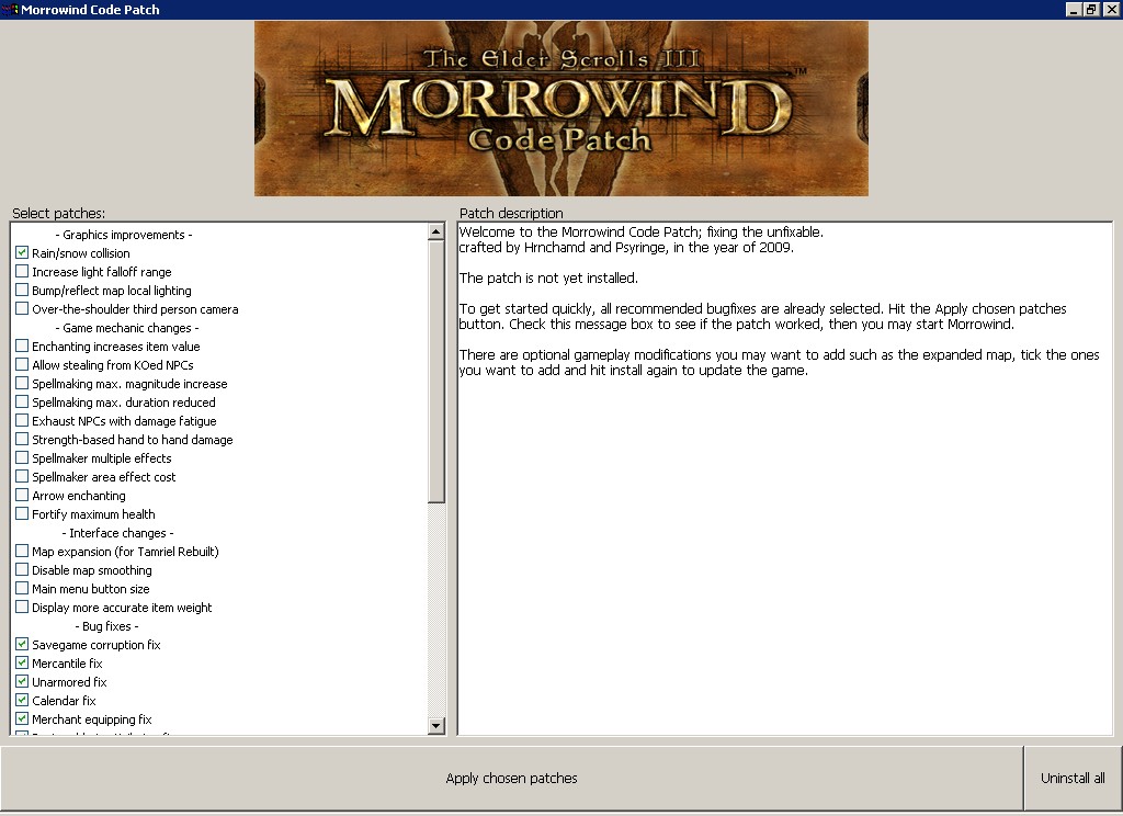 Mcp morrowind установка исправлений не удалась